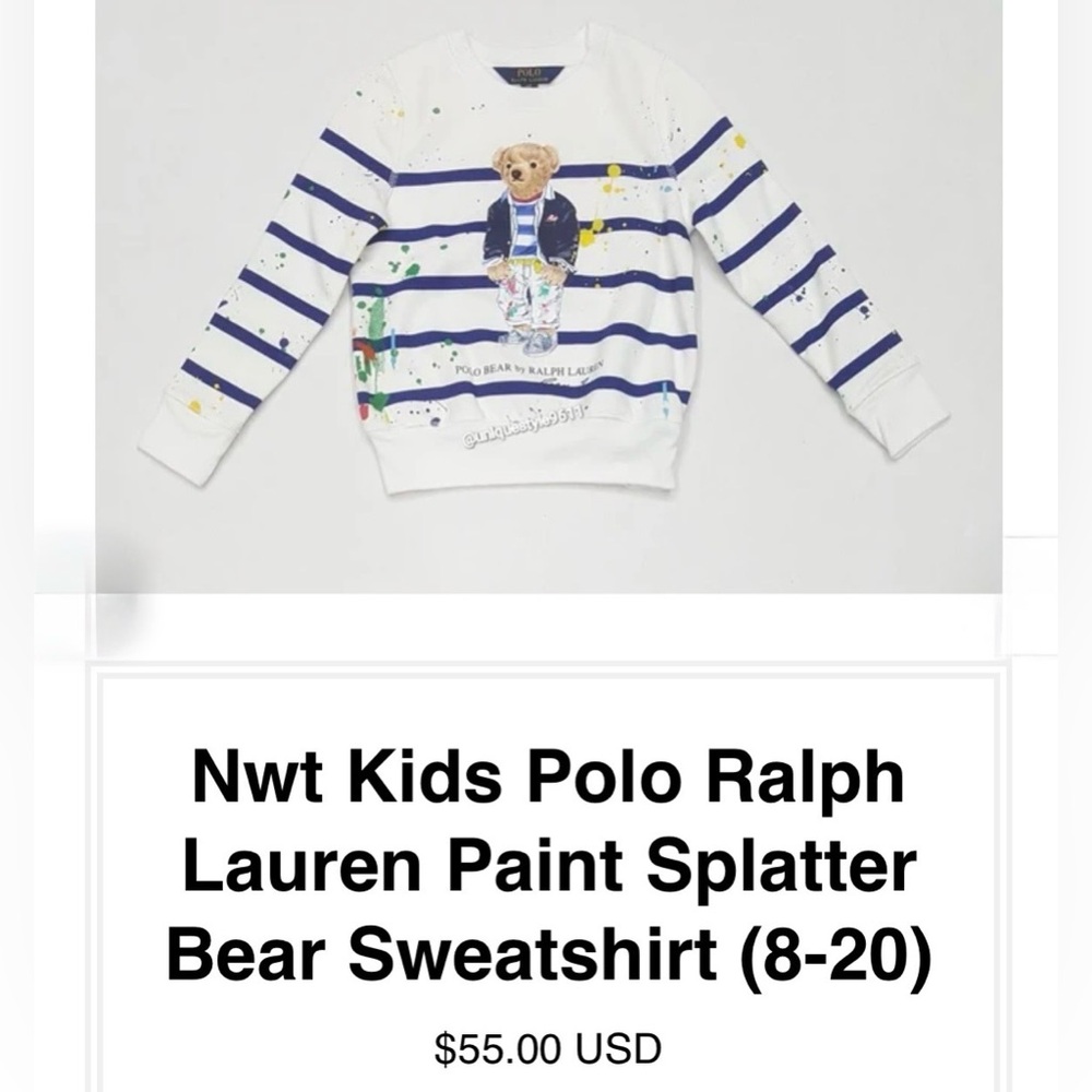 🐻  Girls size 8/10 - Polo by Ralph Lauren Crew Neck Top - Picture 5 of 6